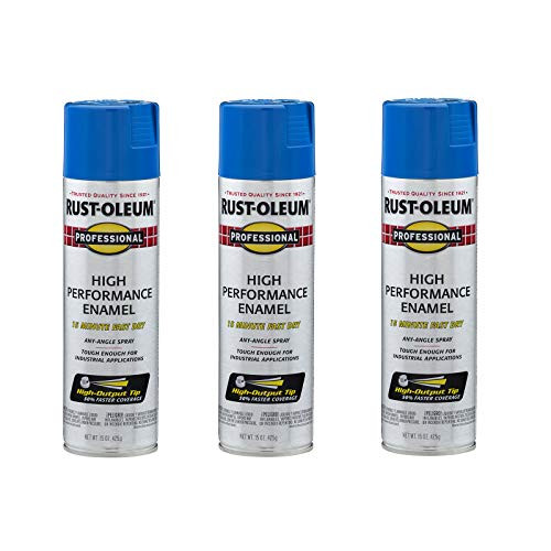 Rust-Oleum 7524838A3 Professional High Performance Enamel Spray Paint 3 Pack Gloss Safety Blue 3 Count