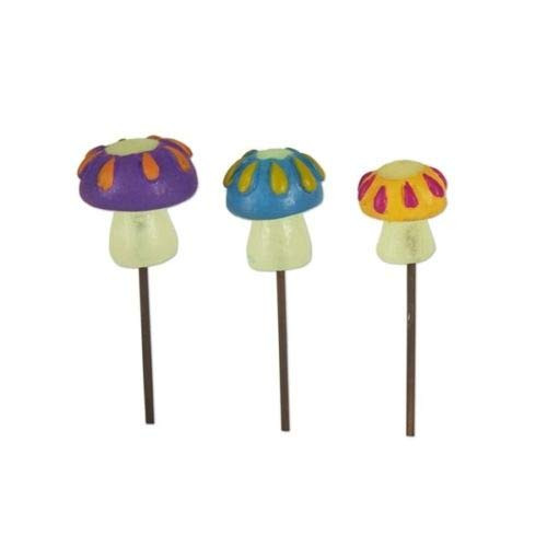 ShopForAllYou Figurines and Statues Miniature Dollhouse Fairy Garden - Glow Mushroom Picks - Set of 3 - Accessories