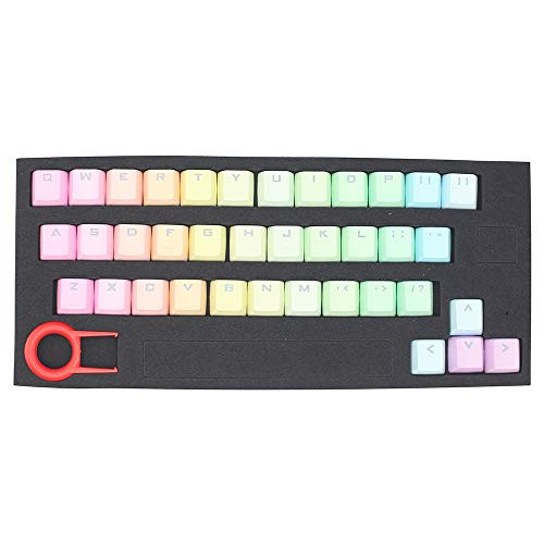 Gradient Color Keycap 37 PBT Double Shot Injection Backlit Keycaps for All Mechanical Gaming Keyboards with Key Puller (Rainbow Gradient Color)