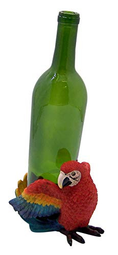 Tropical Parrot Wine Bottle Holder Tabletop Decoration 6 Inches