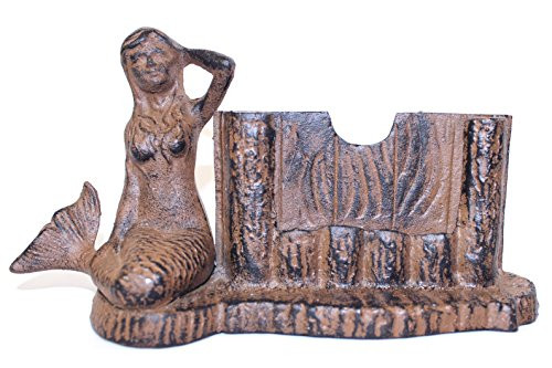 Moby Dick Cast Iron Tropical Mermaid Business Card Holder 578 Coastal Nautical Decor