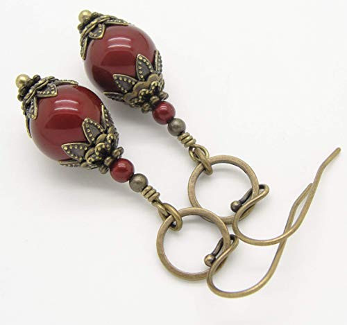 Victorian Red Swarovski Simulated Pearl Earrings Victorian Red Swarovski Simulated Pearl Earrings