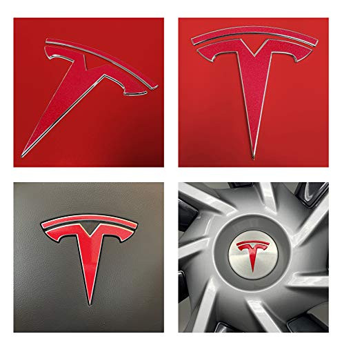 Custom Cut Graphics Logo Decal Wrap for Tesla Model Y 11-pc Set -Red Multi-Coat-