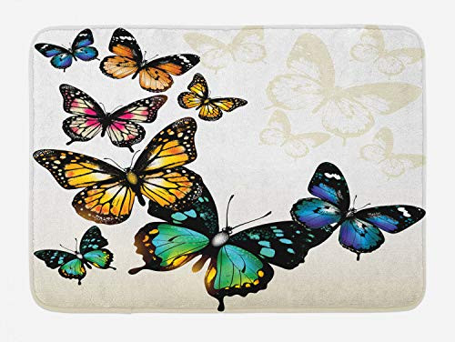 Ambesonne Butterfly Bath Mat Vivid Monarch Butterflies Flying Shades Shadows Dreamlike Fantasy Display Plush Bathroom Decor Mat with Non Slip Backing 29.5" X 17.5" Green Yellow Ambesonne Butterfly Bath Mat Vivid Monarch Butterflies Flying Shades Shadows Dreamlike Fantasy Display Plush Bathroom Decor Mat with Non Slip Backing 29.5" X 17.5" Green Yellow