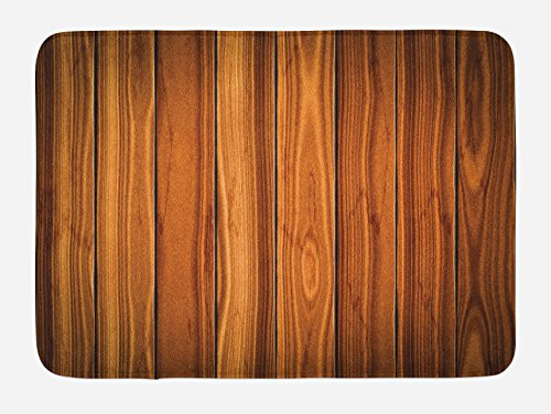 Ambesonne Rustic Bath Mat Vertical Wooden Planks Image Cottage Cabin Life in Countryside Theme Plush Bathroom Decor Mat with Non Slip Backing 29.5" X 17.5" Caramel Orange