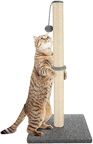 Akarden 34'' Tall Cat Scratching Post Cat Claw Scratcher with Hanging Ball Durable Cat Furniture with Sisal Rope 