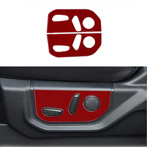 nuoozy Compatible with Carbon Fiber Front Seat Button Frame Panel Cover Trim for Ford F-150 2015 2016 2017 2018 2019 2020 Red -2Pcs-