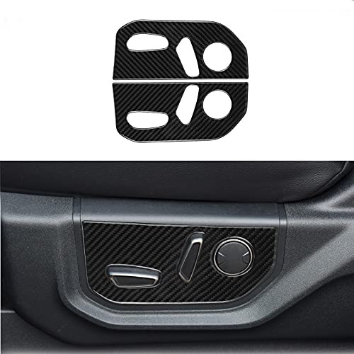 nuoozy Compatible with Carbon Fiber Front Seat Button Frame Panel Cover Trim for Ford F-150 2015 2016 2017 2018 2019 2020 Black -2Pcs-