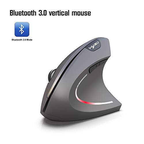 Vertical Mouse Bluetooth,Attoe Wireless Bluetooth Vertical Ergonomic Mice with 3 Adjustable DPI 800/1400/ 2400, 6 Buttons,Compatible with PC, Desktop, Laptop, Mac (Gray)