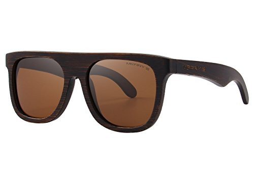 MERRY'S Men Wooden Polarized Sunglasses vintage Eyewear S5085 -Brown 52-