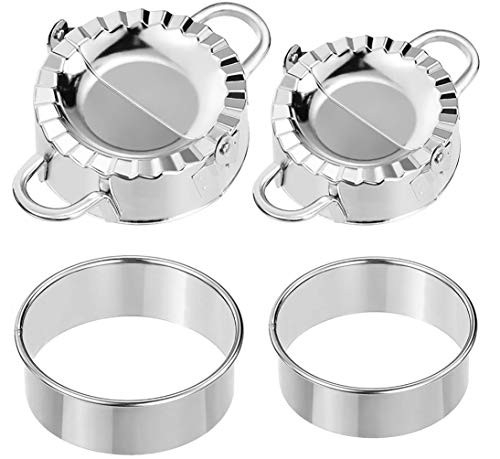 Cocery 4 Pcs Dumpling Maker - 2 Stainless Steel Dumpling Mold 2 Dumpling Skin Maker Empanada Press-Dumpling Cutter-Pie Ravioli Dumpling Wrappers Mold -9.5 cm 7.5 cm- -Large plussmall- Cocery 4 Pcs Dumpling Maker - 2 Stainless Steel Dumpling Mold 2 Dumpling Skin Maker Empanada Press-Dumpling Cutter-Pie Ravioli Dumpling Wrappers Mold -9.5 cm 7.5 cm- -Large plussmall-