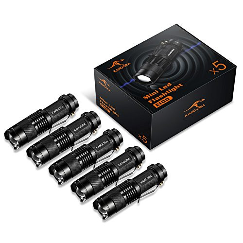 KANGORA Pack of 5, 300 Lumens LED Tactical Mini Handheld Flashlights 3 Light Modes