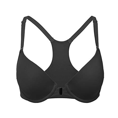 DELIMIRA Women's Smooth Foam Full Coverage Underwire Racerback Front Closure Bras Black 38C