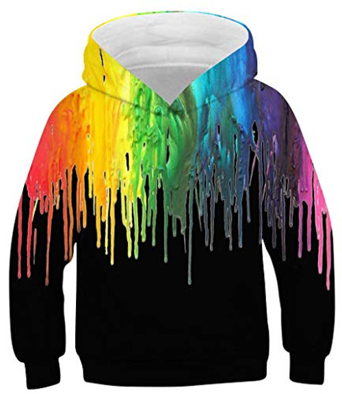 Hoodies for Boys Girls Teen Kids Long Sleeve Pullover Sweatshirt Cool Graphic Cute Comfy Hoodies Funny Hooded Sweatshirts Tie Dye Paint Printed Hoody with Pocket 14-16 Years