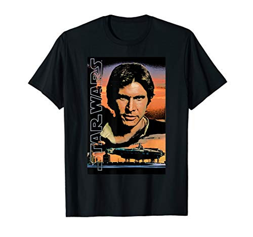 Star Wars Han Solo Millennium Falcon Retro Poster T-Shirt Star Wars Han Solo Millennium Falcon Retro Poster T-Shirt