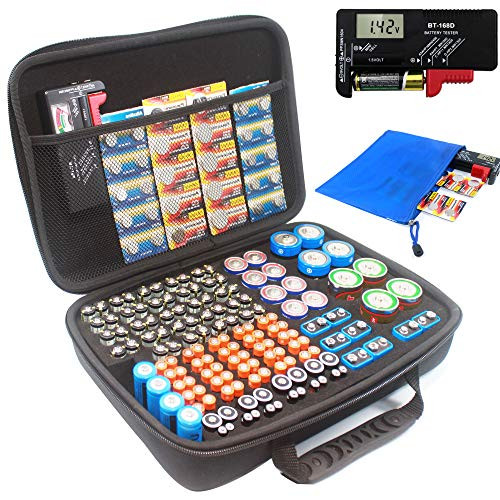 Large Battery organizer case with digital tester -no battery-