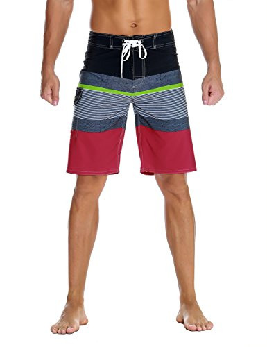 Nonwe Men's Sportwear Quick Dry Swim Trunks with Lining Red 40