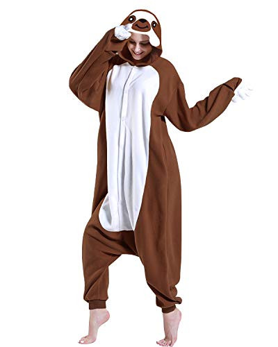 DOITNOW Sloth Pajamas Unisex Adult Jumpsuit Animal Cosplay Costumes -M Brown-