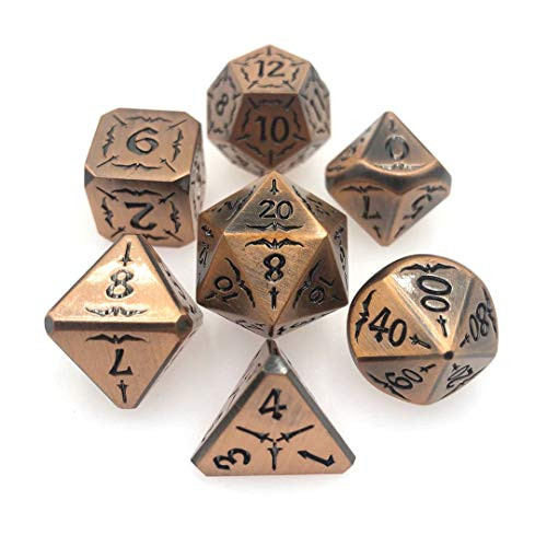 KIMAIRY 2021 DND Metal Dice D20 Side Game Matal Dice Polyhedral Dragon Pattern Tower Dungeons and Dragons Role Playing Games Metal Dice Set -Red-