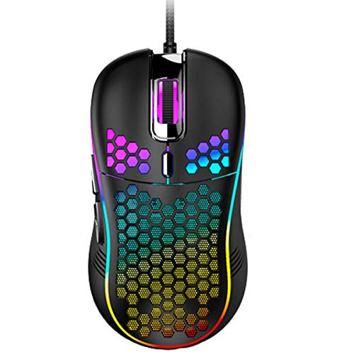 RGB Gaming Mouse Wired USB Mouse with Lightweight Honeycomb Shell 4800 DPI Adjustable 6 Programmed Buttons Ergonomic Optical Computer Gamer Gaming Mice for Windows PC Laptop