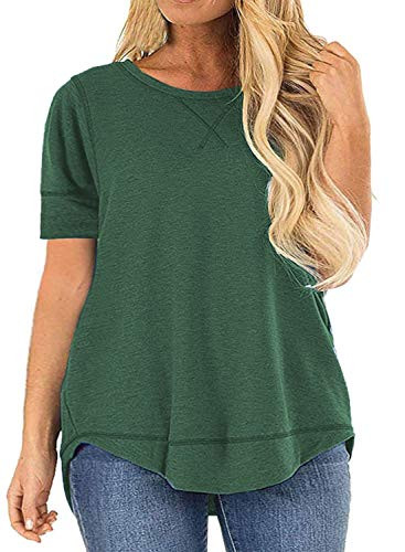 Plus Size Womens Shirts 4X Casual Short Sleeve Tunic Tops Green 28W