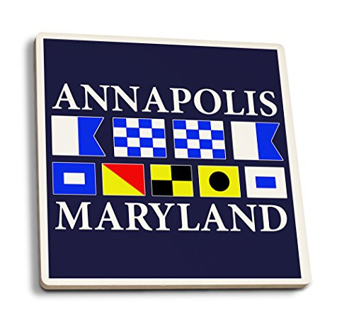 Lantern Press Annapolis Maryland Nautical Flags -Set of 4 Ceramic Coasters Cork-Backed Absorbent-