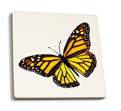 Lantern Press Butterfly Icon -Set of 4 Ceramic Coasters Cork-Backed Absorbent-