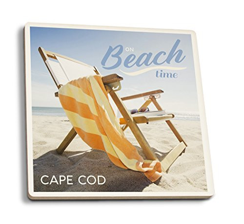 Lantern Press Cape Cod Massachusetts Folding Beach Chair -Set of 4 Ceramic Coasters Cork-Backed Absorbent- Lantern Press Cape Cod Massachusetts Folding Beach Chair -Set of 4 Ceramic Coasters Cork-Backed Absorbent-