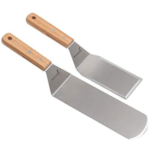 Metal Spatula Set - Griddle Spatula - Teppanyaki spatulas - Griddle Scraper and Pancake Flipper or Hamburger Turner - Stainless Steel Utensil great for BBQ Grill Flat Top - Commercial Grade