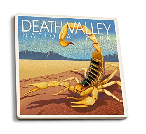 Lantern Press Death Valley National Park California Lithograph Scorpion -Set of 4 Ceramic Coasters Cork-Backed Absorbent-