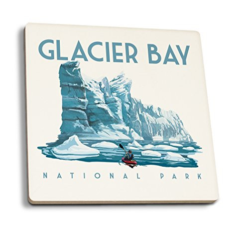 Lantern Press Glacier Bay National Park Alaska Glacier -Set of 4 Ceramic Coasters Cork-Backed Absorbent-