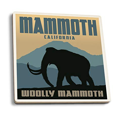 Lantern Press Mammoth California Woolly Mammoth -Set of 4 Ceramic Coasters Cork-Backed Absorbent-