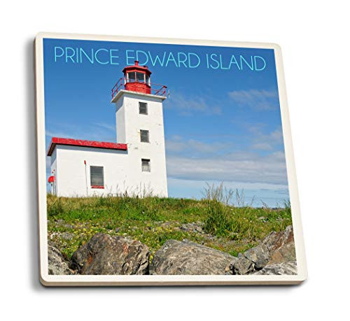 Lantern Press Prince Edward Island Caribou Lighthouse -Set of 4 Ceramic Coasters Cork-Backed Absorbent- Lantern Press Prince Edward Island Caribou Lighthouse -Set of 4 Ceramic Coasters Cork-Backed Absorbent-