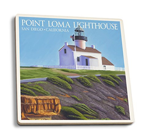 Lantern Press San Diego California Point Loma Lighthouse -Set of 4 Ceramic Coasters Cork-Backed Absorbent-