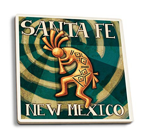 Lantern Press Santa Fe New Mexico Kokopelli -Set of 4 Ceramic Coasters Cork-Backed Absorbent-