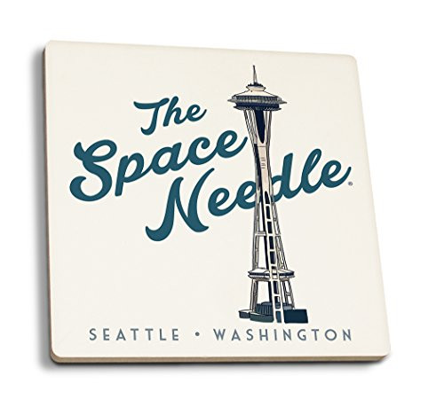 Lantern Press Seattle Washington The Space Needle -Set of 4 Ceramic Coasters Cork-Backed Absorbent- Lantern Press Seattle Washington The Space Needle -Set of 4 Ceramic Coasters Cork-Backed Absorbent-