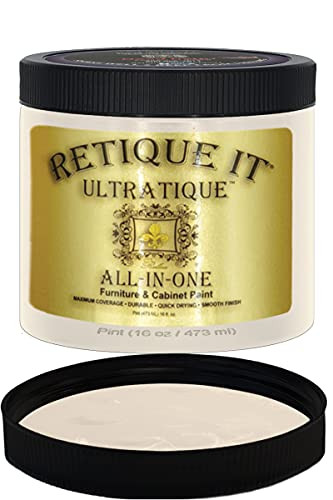 Retique It All-in-One Chalk Based Paint Ultratique for Furniture  and  Cabinets 02-Ivory Tower 16 Fl Oz