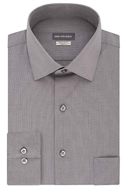 Van Heusen Men's Dress Shirt Regular Fit Solid Dusk 16.5" Neck 32"-33" Sleeve -Large-