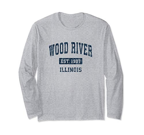 Wood River Illinois IL Vintage Sports Design Navy Long Sleeve T-Shirt Wood River Illinois IL Vintage Sports Design Navy Long Sleeve T-Shirt