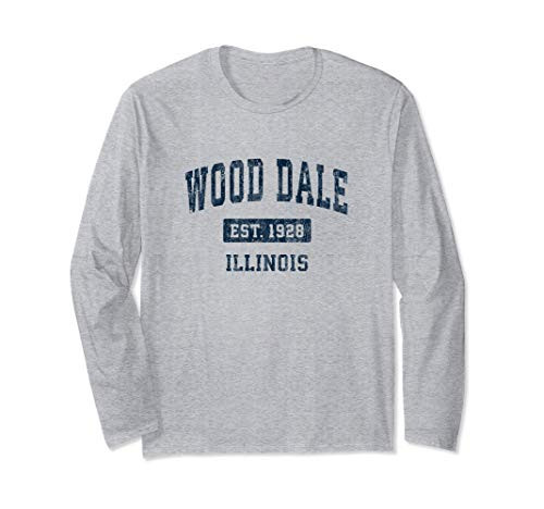 Wood Dale Illinois IL Vintage Sports Design Navy Long Sleeve T-Shirt Wood Dale Illinois IL Vintage Sports Design Navy Long Sleeve T-Shirt