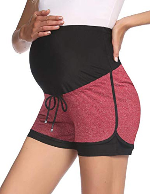 HOTLOOX Women's Summer Maternity Shorts Lounge Yoga Pajama Active Pregnancy Short Pants Wine Red XL HOTLOOX Women's Summer Maternity Shorts Lounge Yoga Pajama Active Pregnancy Short Pants Wine Red XL