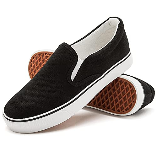 Women's Slip on Shoes Fashion Canvas Sneakers Low Top Casual Flats Shoes?Black.US6?