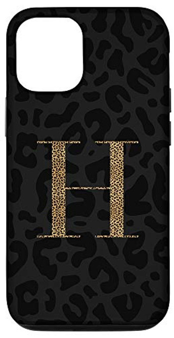 iPhone 12-12 Pro Leopard Animal Print Cheetah Monogram Initial Letter H Case