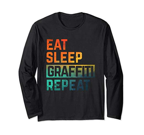 Spray Paint Graffiti Eat Sleep Repeat Watercolor Long Sleeve T-Shirt