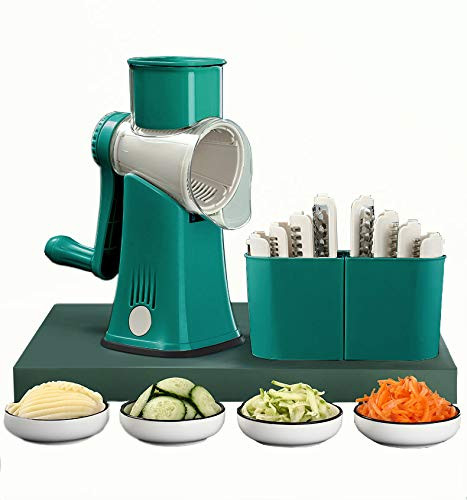 Carniway Multi-Functional Vegetable Spiralizer Veggie Stainless Steel Blade Slicer Cheese Grater 5 In 1 Rotary Graters Rotary Grater With Handle For Fruit Vegetables Nuts Potato Kitchen