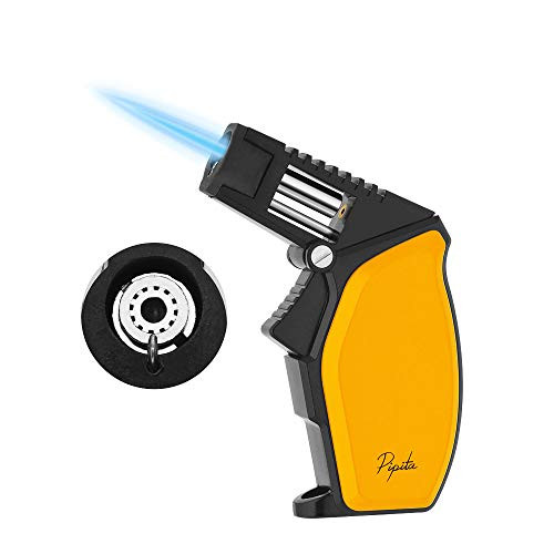 PIPITA Windproof Cigar Lighter Torch Butane Lighter Adjustable Big Single Flame Cigar Lighter Refillable Gas Cigarette Lighter -Butane Not Included-