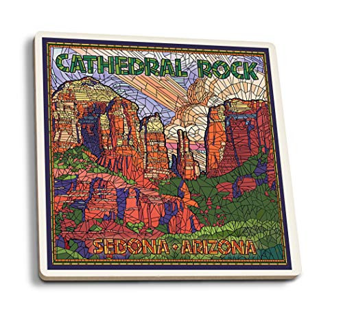 Lantern Press Sedona Arizona Cathedral Rock Mosaic 80540 -Set of 4 Ceramic Coasters Cork-Backed Absorbent- Lantern Press Sedona Arizona Cathedral Rock Mosaic 80540 -Set of 4 Ceramic Coasters Cork-Backed Absorbent-