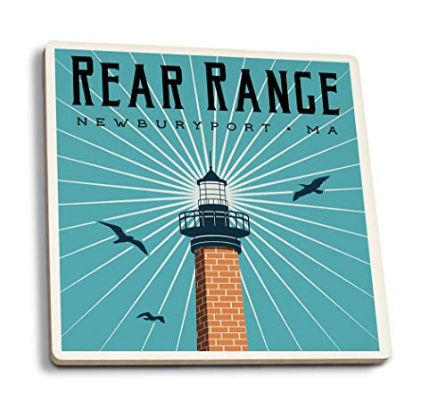 Lantern Press Newburyport Massachusetts Rear Range Lighthouse 106088 -Set of 4 Ceramic Coasters Cork-Backed Absorbent-