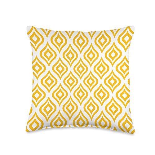 AFU Decorative Throw Pillows Yellow Moroccan Ogee Trellis Home Decorative Throw Pillow 16x16 Multicolor