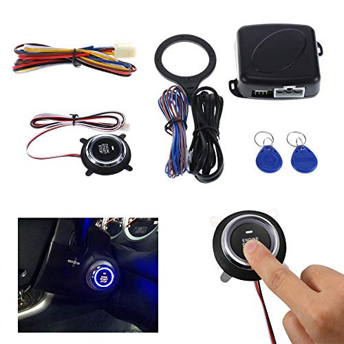 Qook 12V Ignition Switch Car Engine Push Start Button Keyless Entry Starter Anti-Theft System RFID Safe Lock for All Kinds of Cars